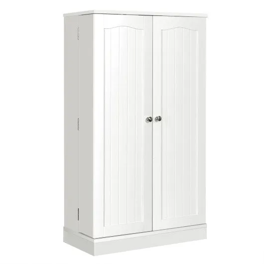 17-Tier Kitchen Pantry Cabinet with 2 Doors and 6 Adjustable Shelves-White