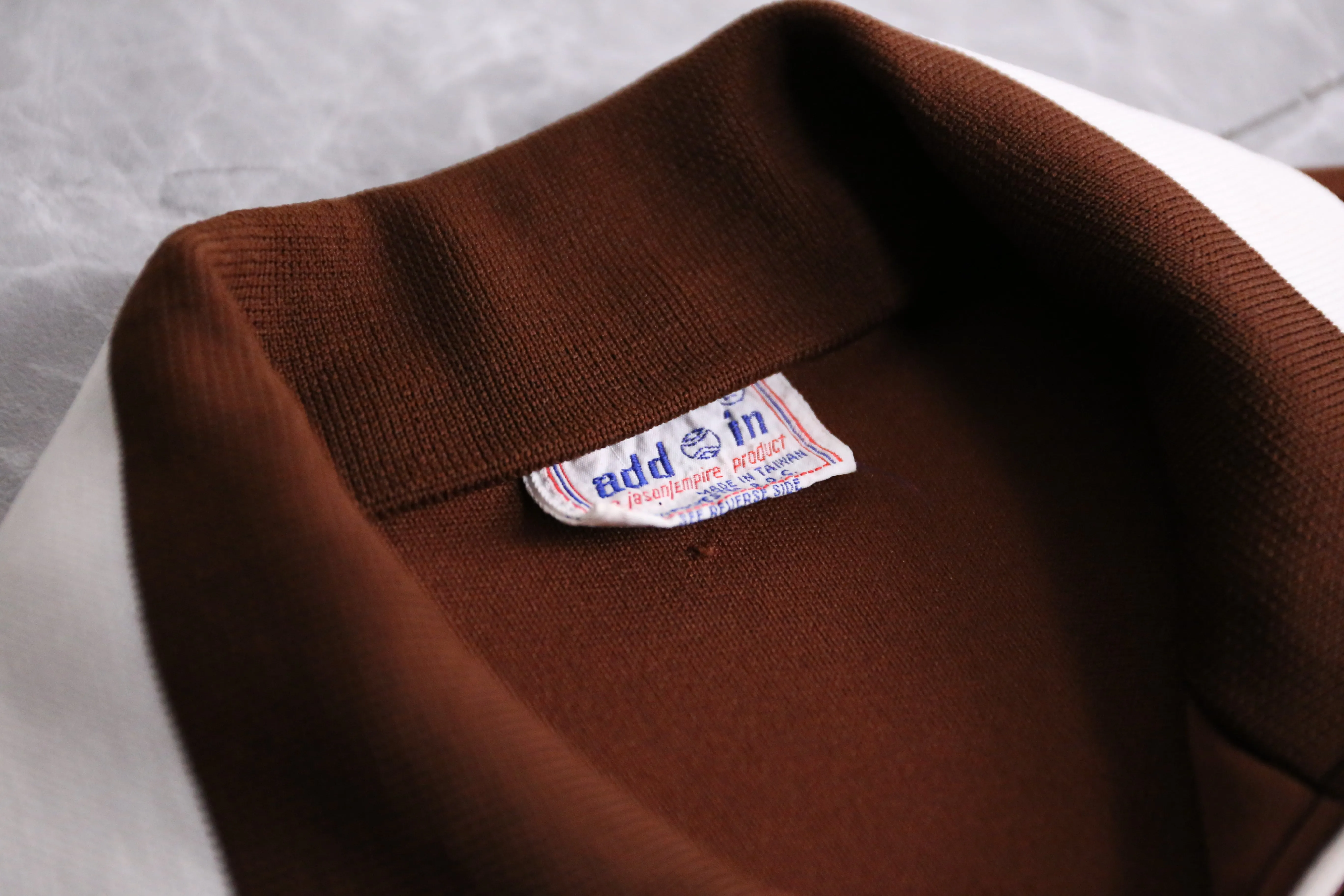 70's brown x white built-up neckline track jacket