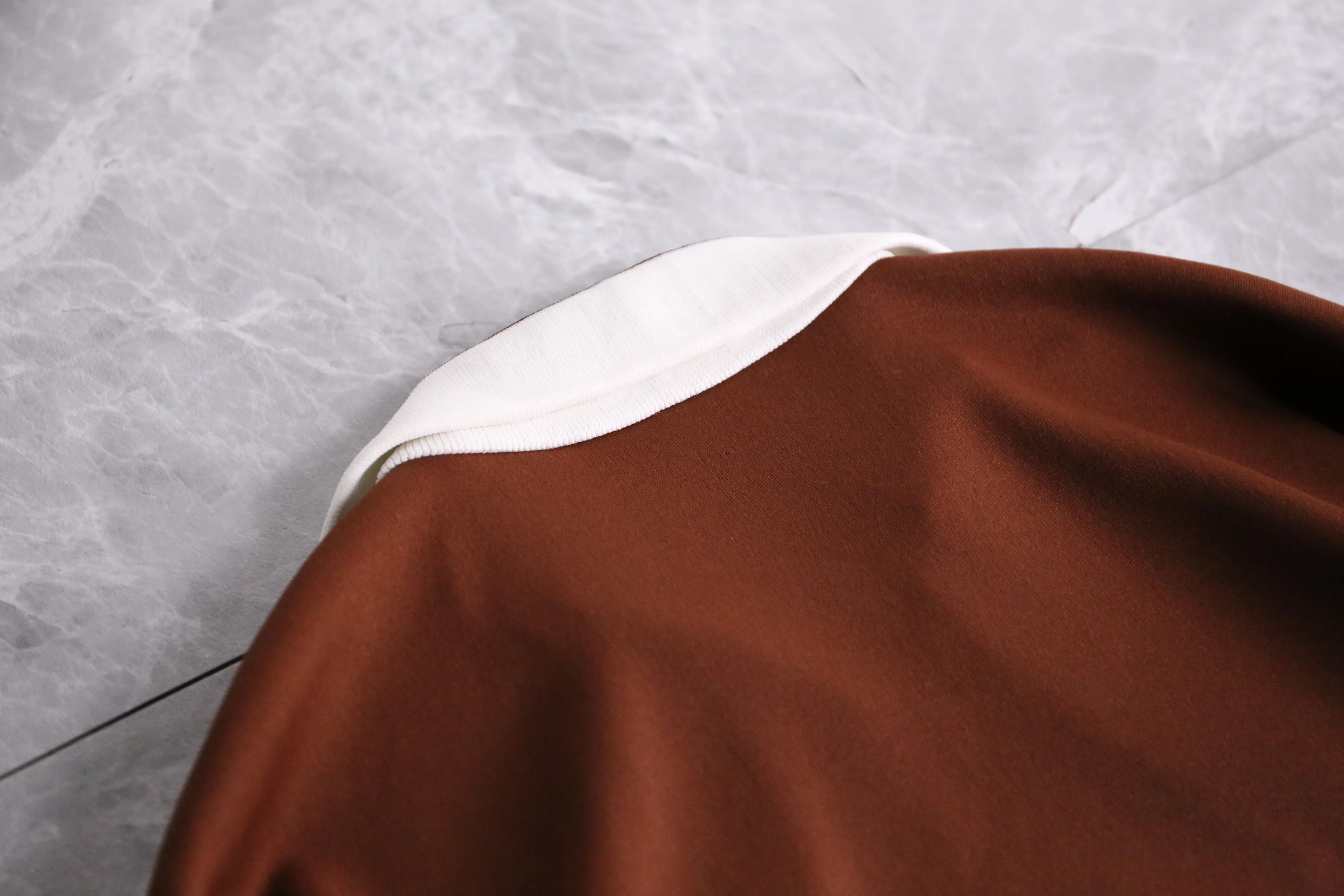 70's brown x white built-up neckline track jacket