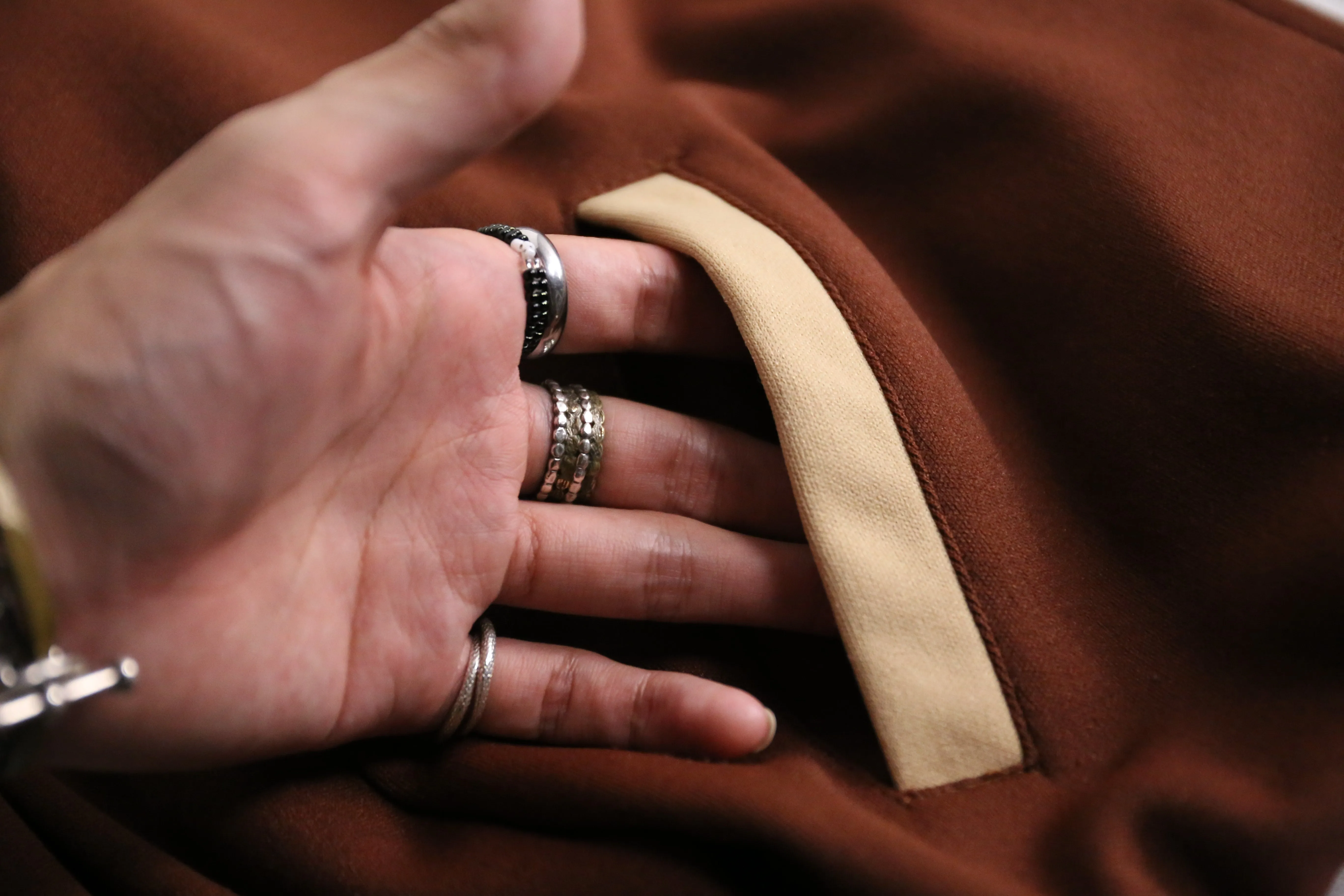 70's brown x white built-up neckline track jacket