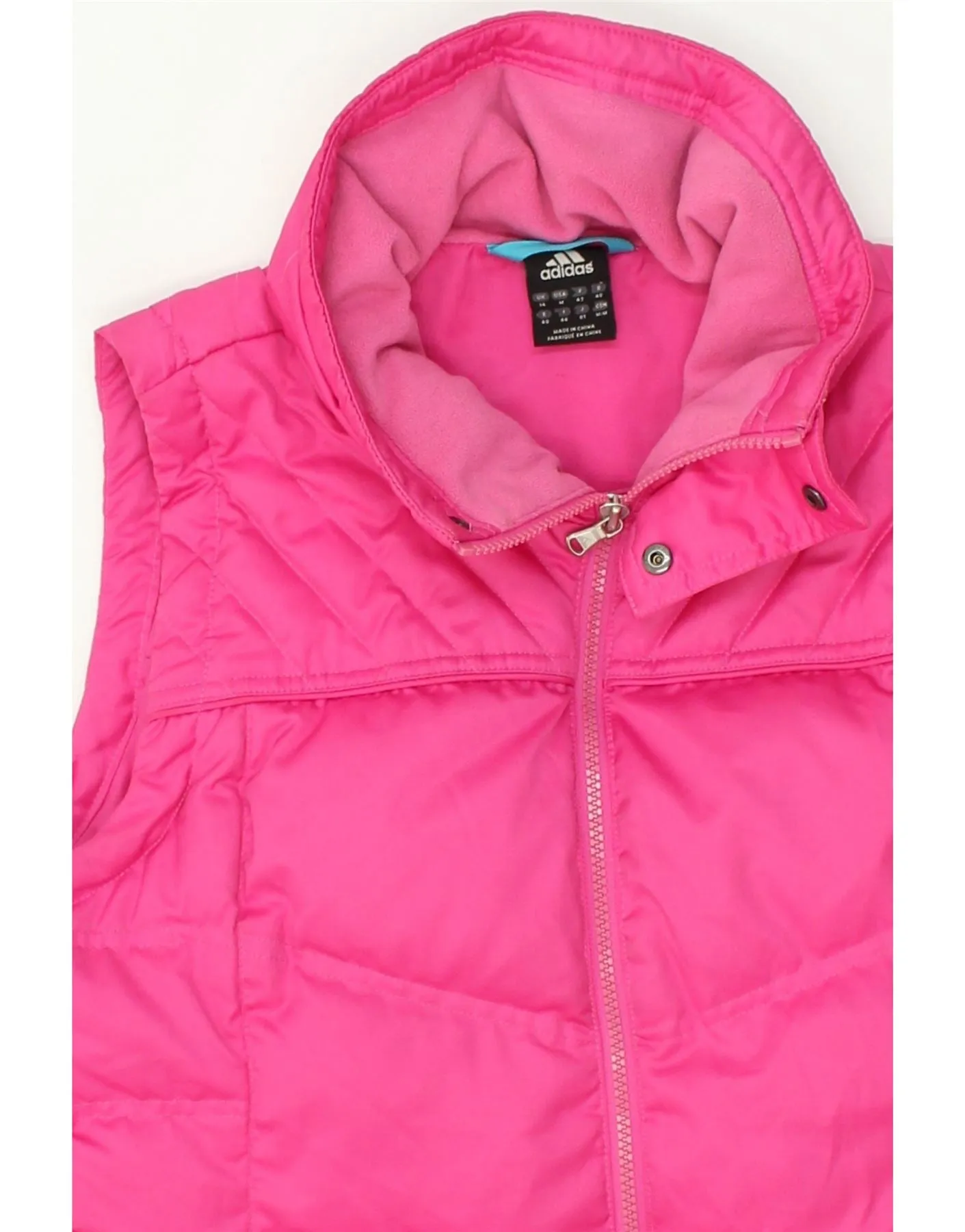 ADIDAS Womens Padded Gilet UK 14 Medium Pink Polyester