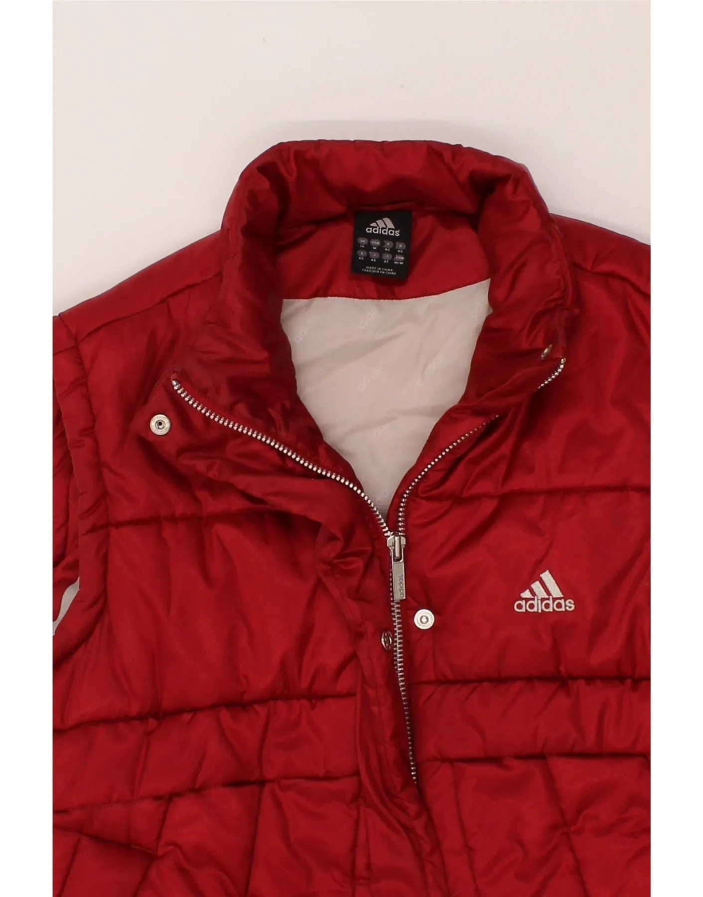 ADIDAS Womens Padded Gilet UK 14 Medium  Red Polyester