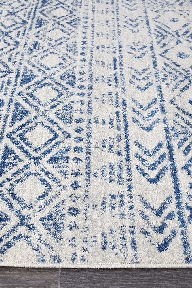 Aladdin Aliya White Blue Rustic Rug