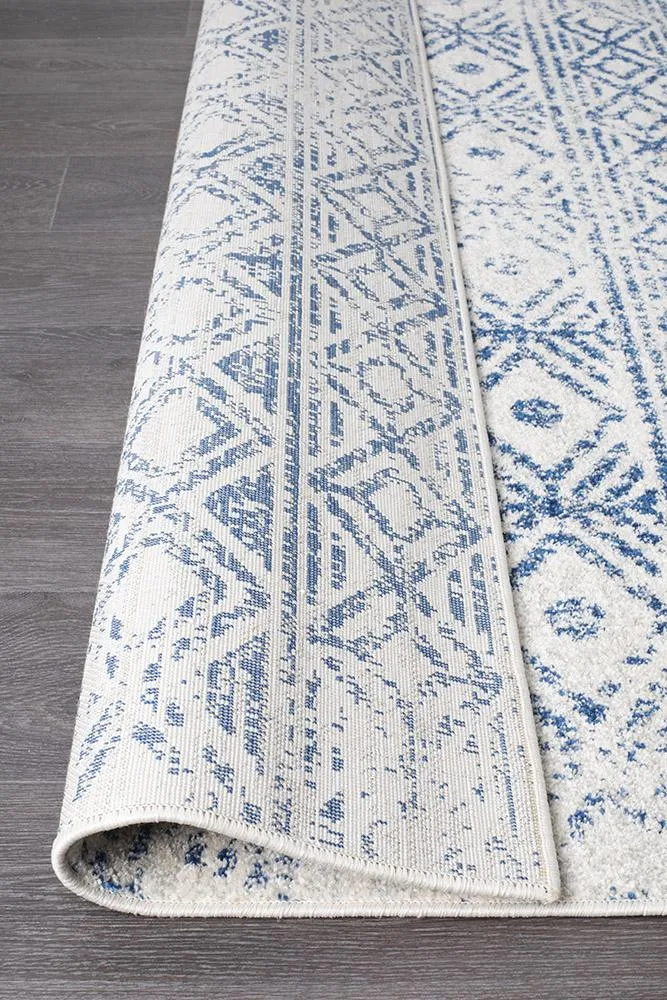 Aladdin Aliya White Blue Rustic Rug