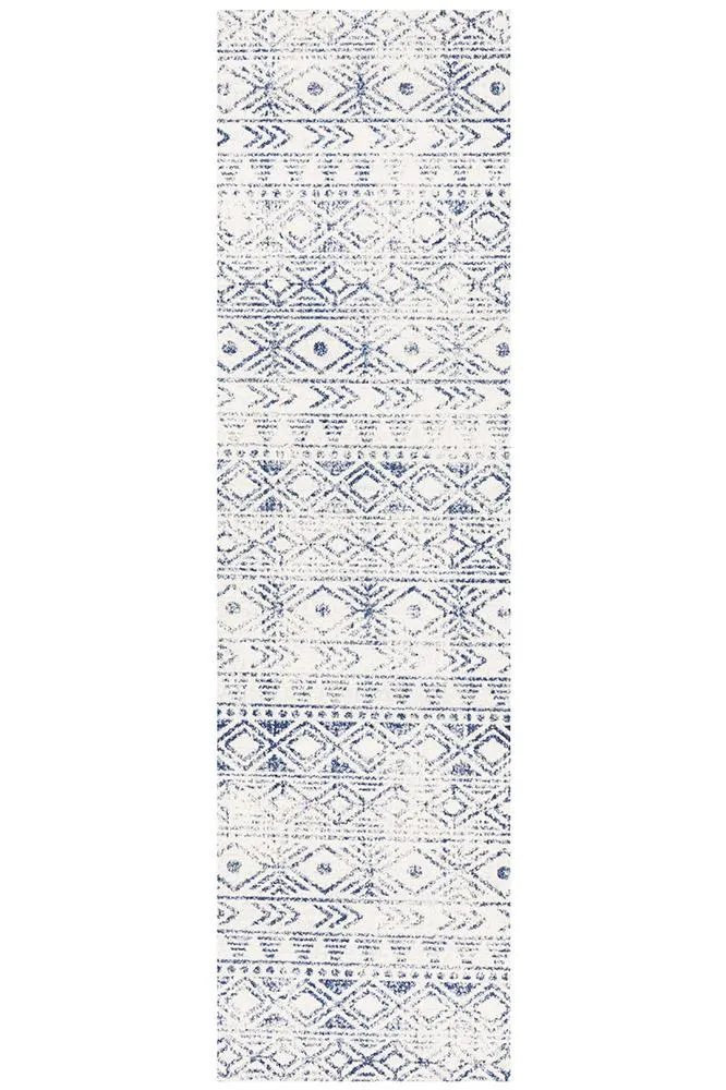 Aladdin Aliya White Blue Rustic Rug