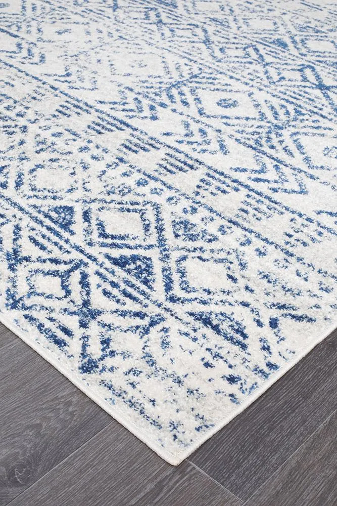 Aladdin Aliya White Blue Rustic Rug