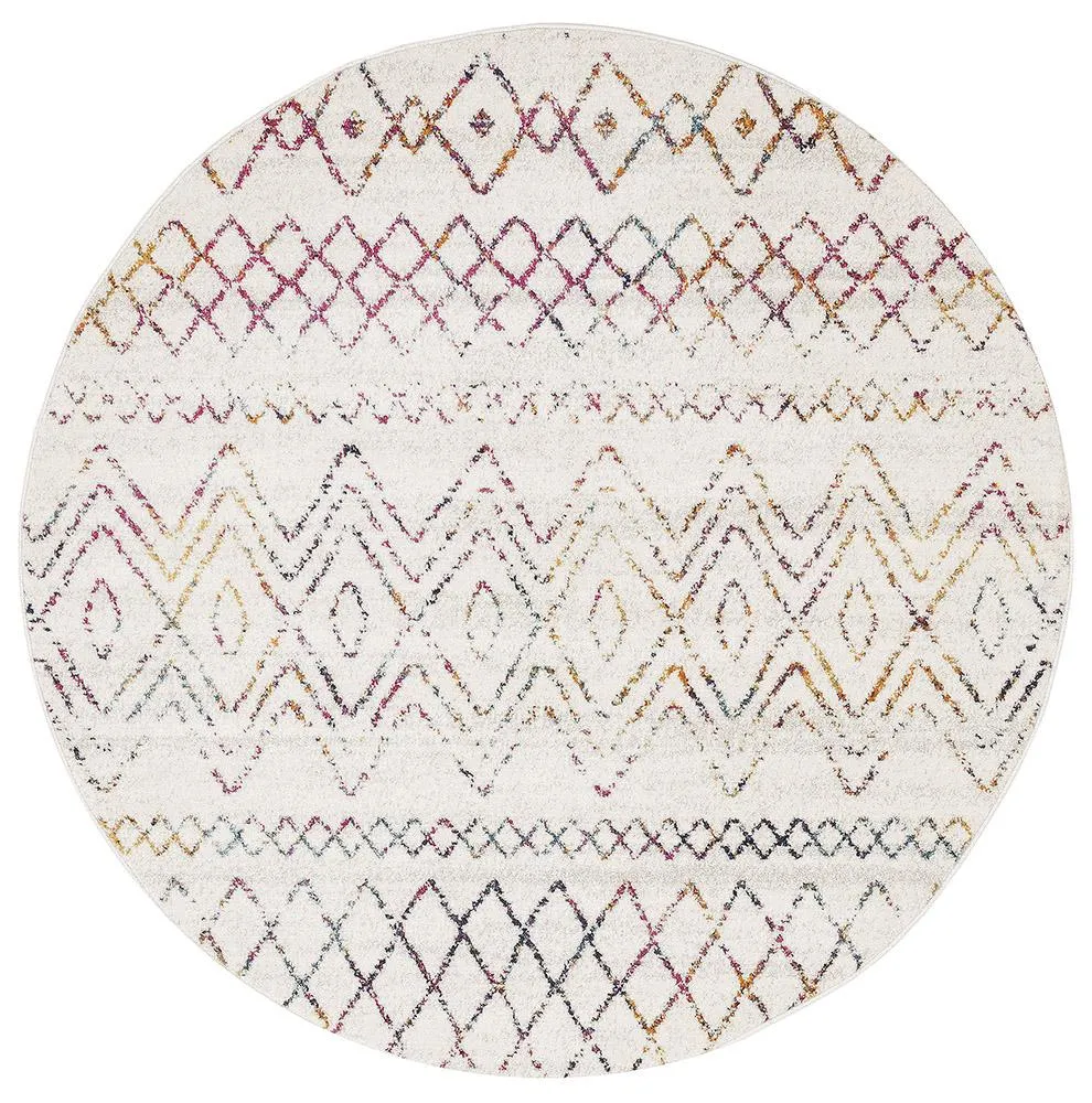 Aladdin Iman Multi Rustic Tribal Round Rug