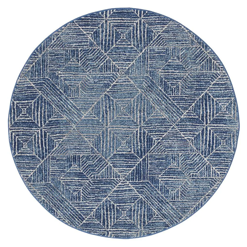 Aladdin Lina Contemporary Navy Round Rug