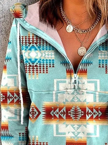 Bohemian Print Pullover Hoodie