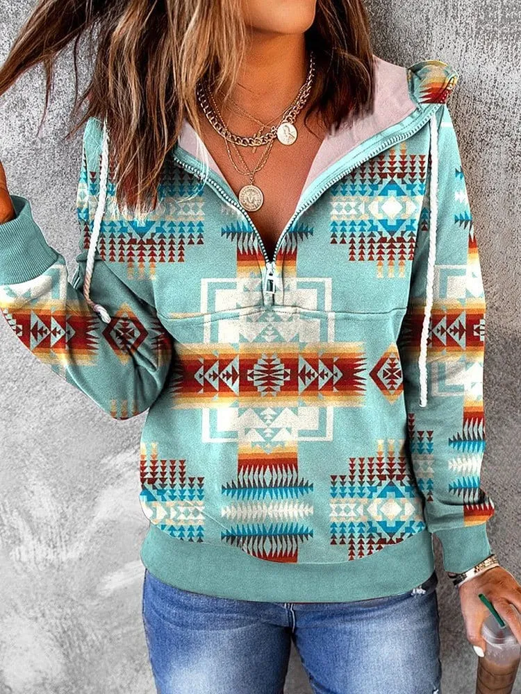 Bohemian Print Pullover Hoodie