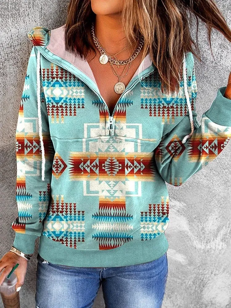 Bohemian Print Pullover Hoodie