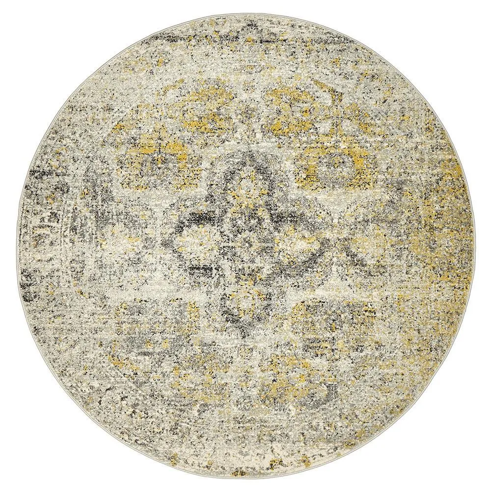 Boho Vintage Lexi Silver Round Rug