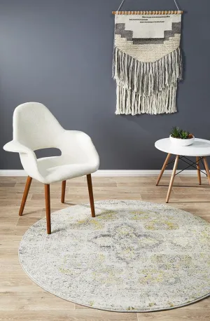 Boho Vintage Lexi Silver Round Rug