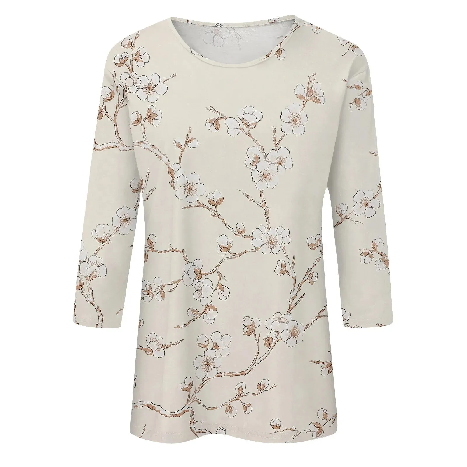 Casual 3/4 Sleeve Floral Print Galore Pullover Top