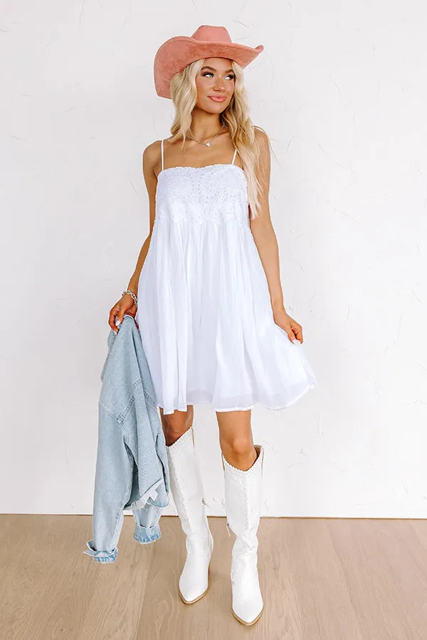 Coastal Flair Eyelet Mini Dress in White