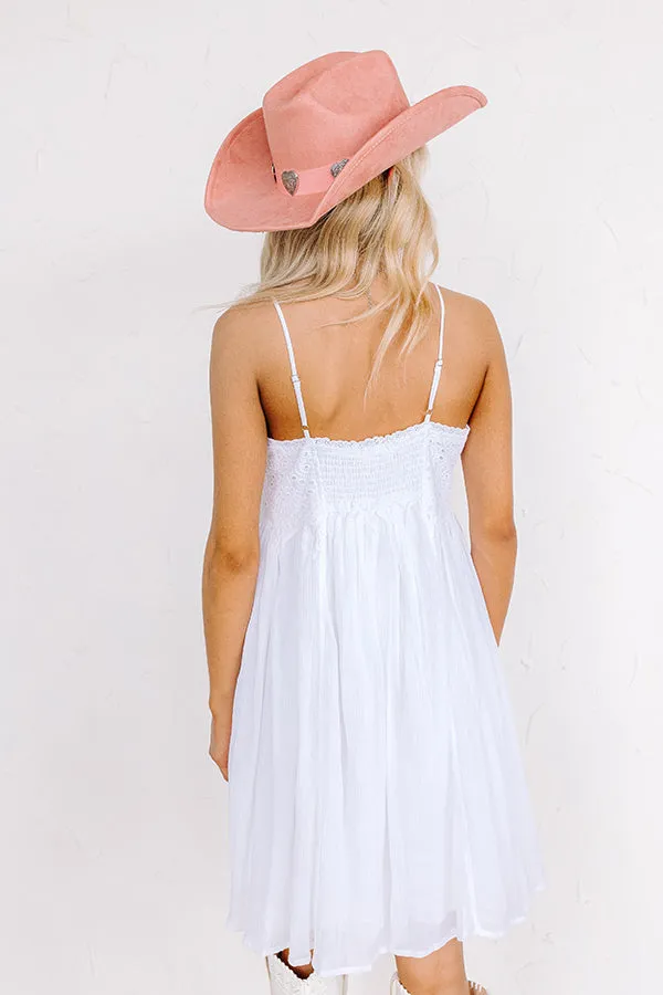 Coastal Flair Eyelet Mini Dress in White