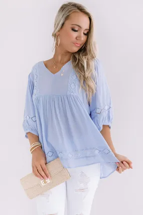 Exciting Sights Babydoll Top In Periwinkle