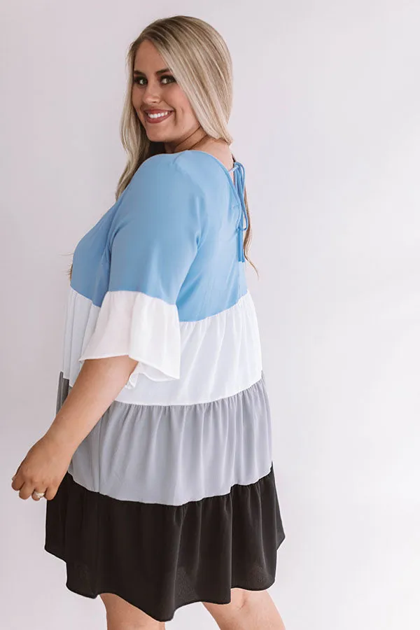 Frills and Thrills Babydoll Dress in Airy Blue Curves