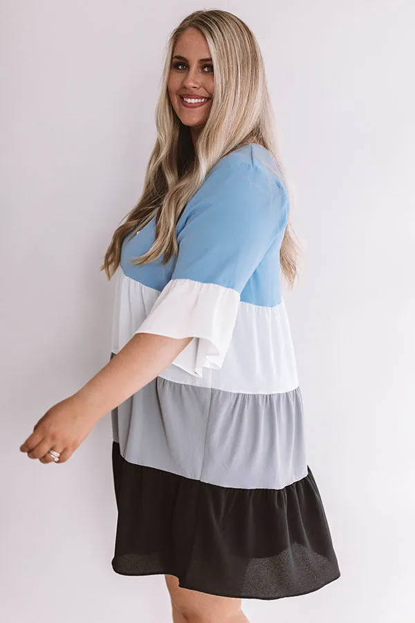 Frills and Thrills Babydoll Dress in Airy Blue Curves