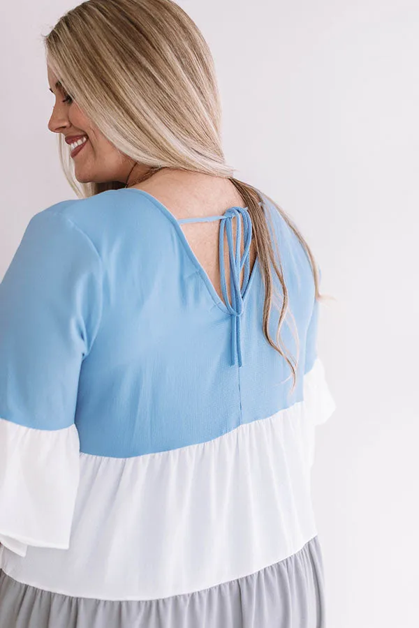 Frills and Thrills Babydoll Dress in Airy Blue Curves