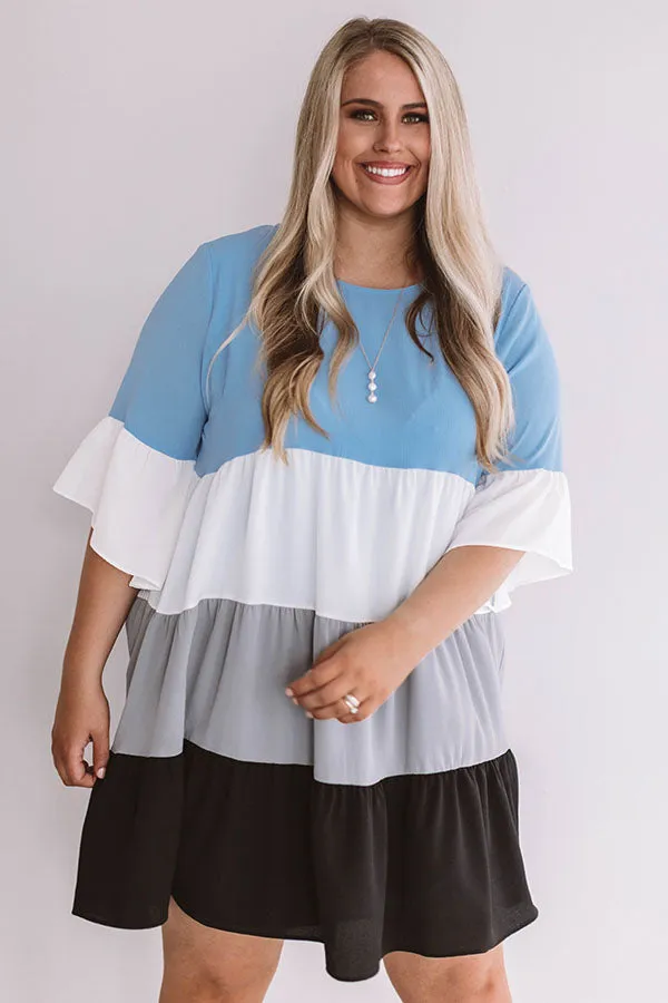 Frills and Thrills Babydoll Dress in Airy Blue Curves