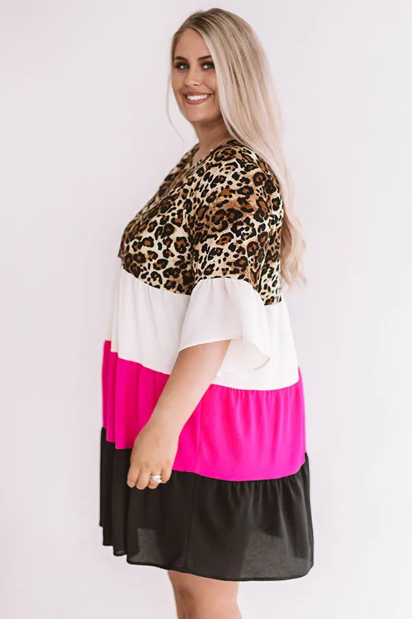 Frills and Thrills Babydoll Dress in Leopard Curves