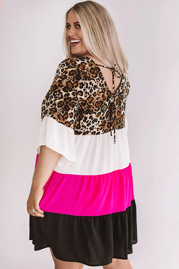 Frills and Thrills Babydoll Dress in Leopard Curves