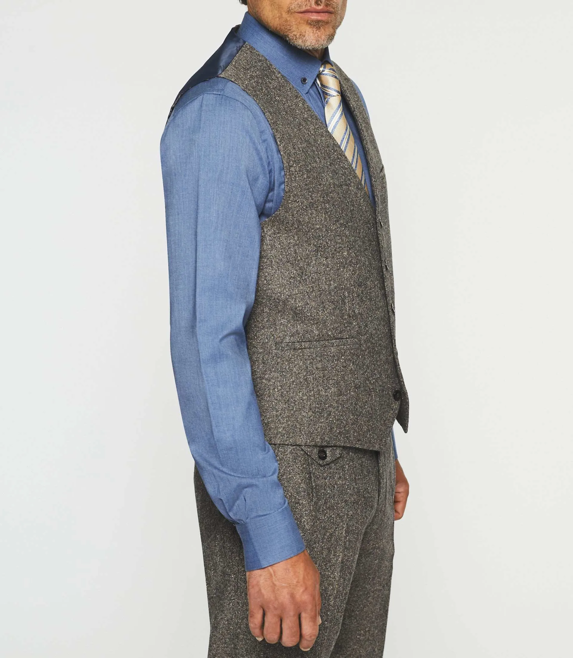 Gilet de costume en tweed marron XSABLE