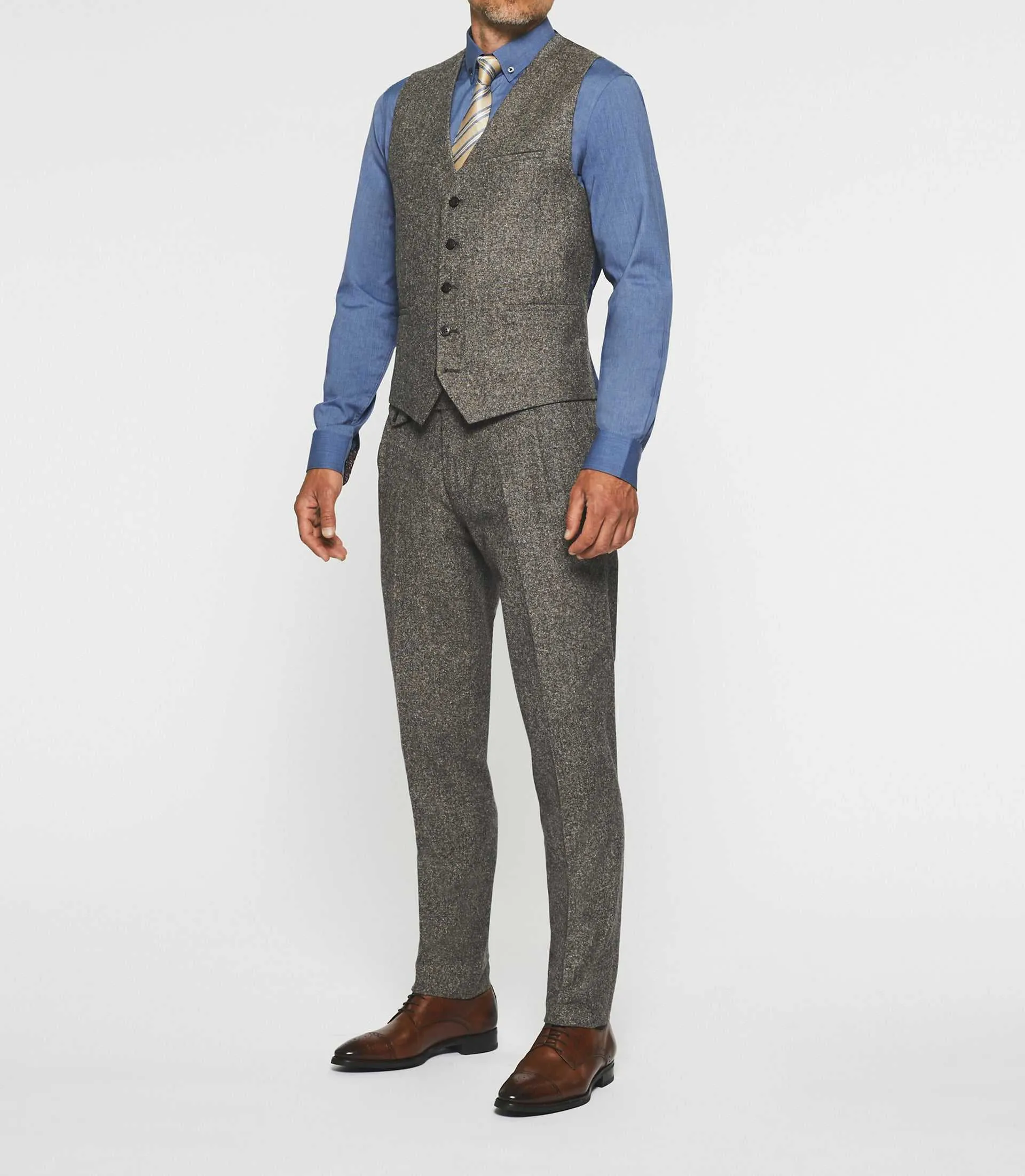 Gilet de costume en tweed marron XSABLE