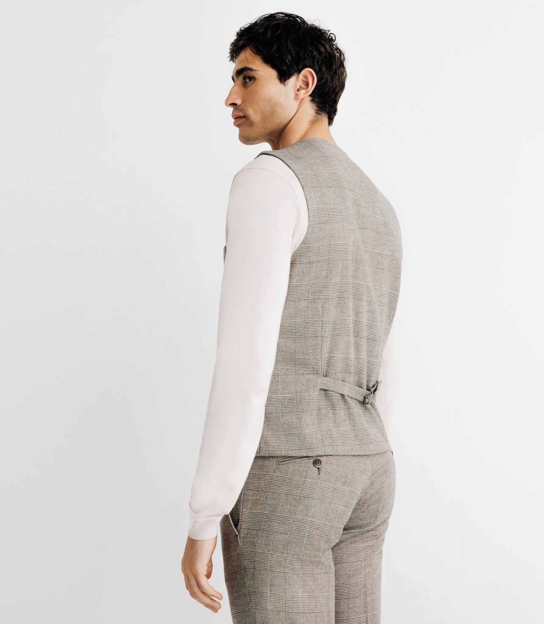 Gilet de costume esprit prince de galles beige