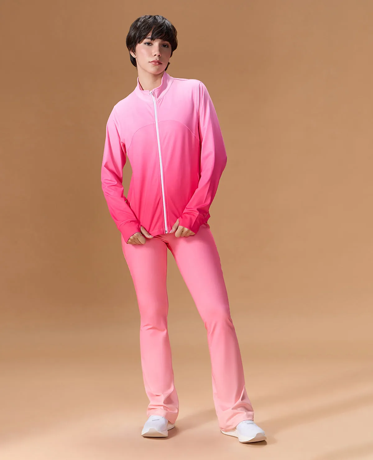 Gym Training Jacket in Second SKN Fabric Pink Ombre