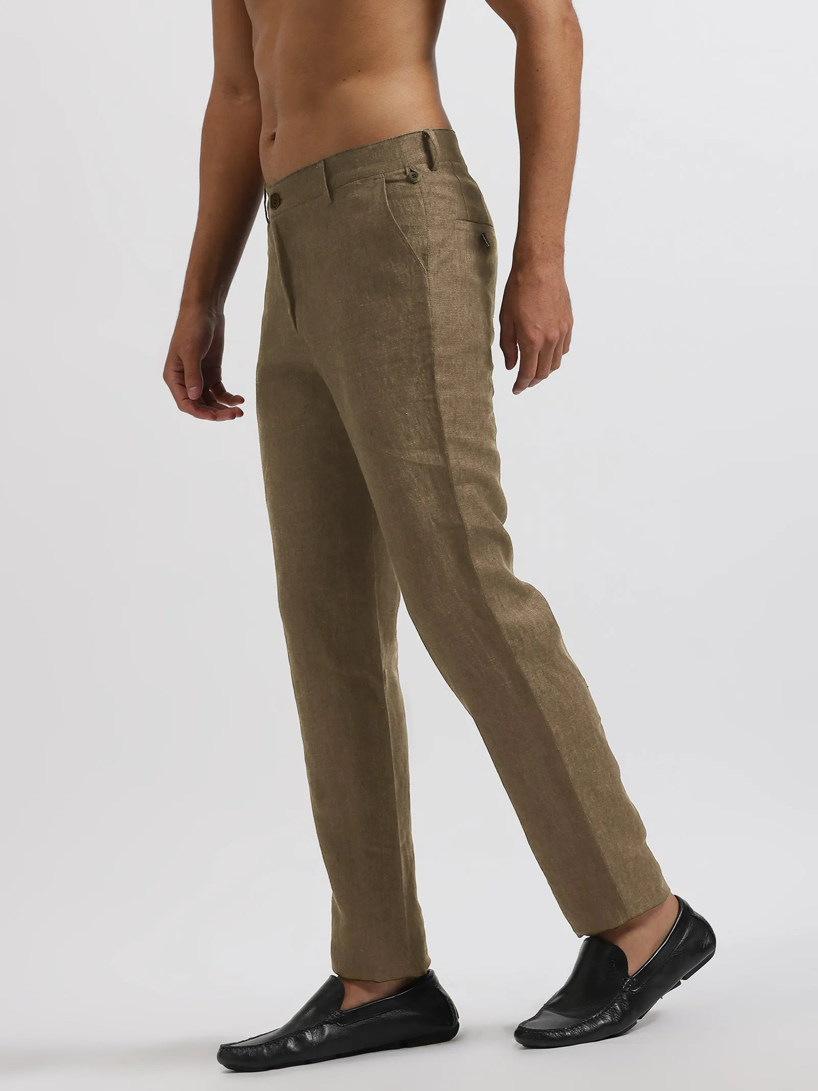 Ian Pure Linen Trousers - Light Hazelnut Brown