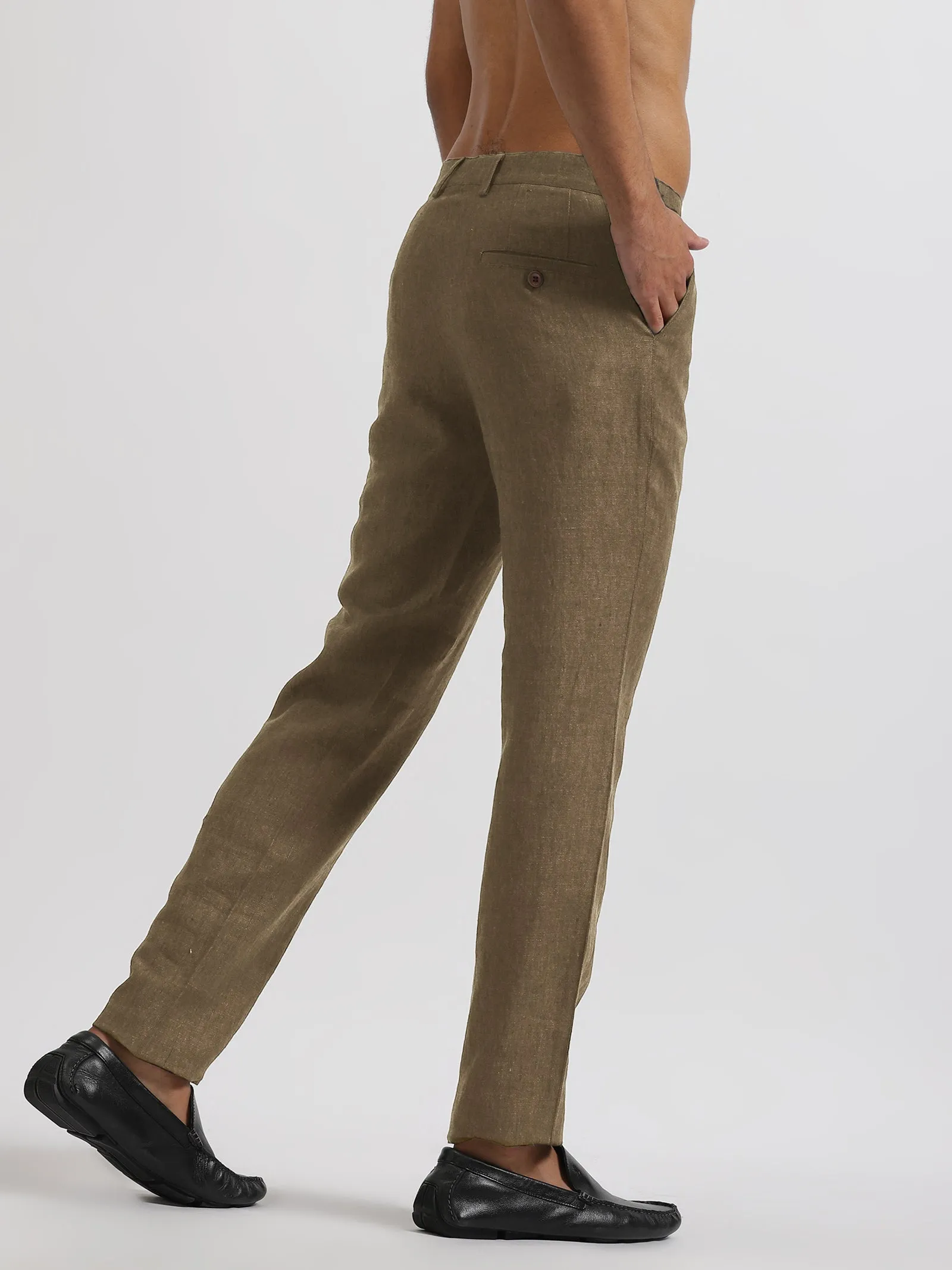 Ian Pure Linen Trousers - Light Hazelnut Brown