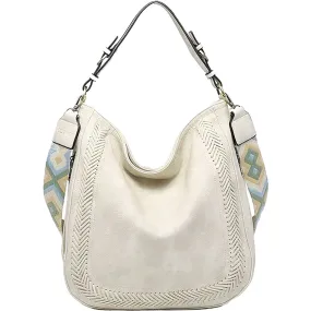 Jen & Co. Aris Whipstitch Hobo Off White Synthetic