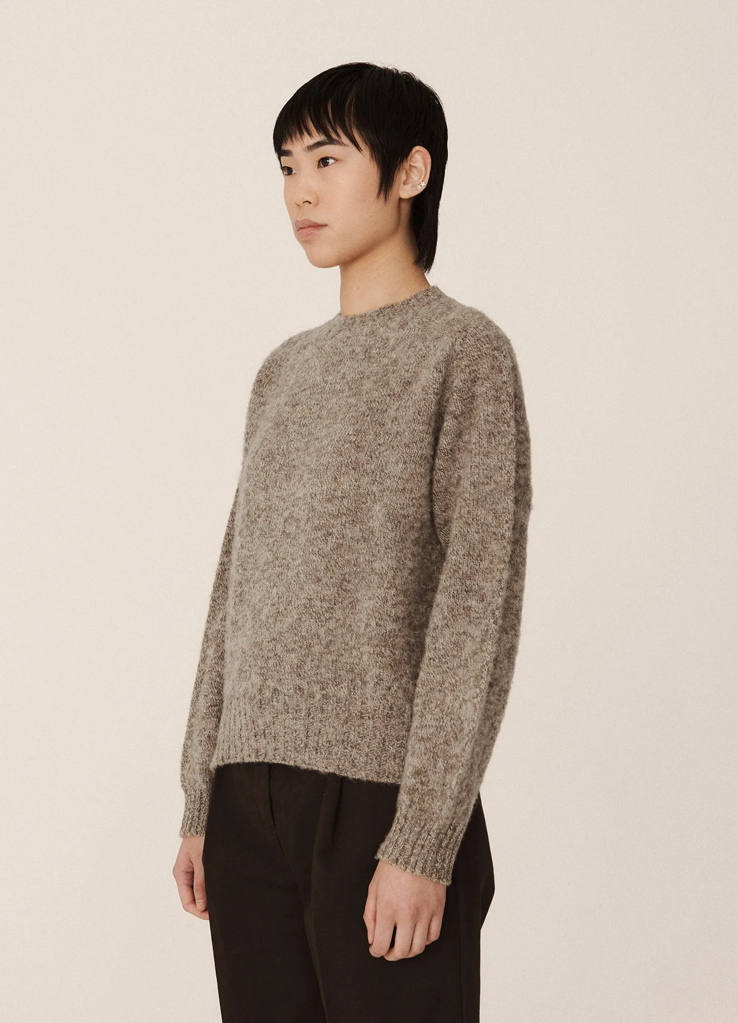 Jets Lambswool Crewneck  - Light Brown Marl