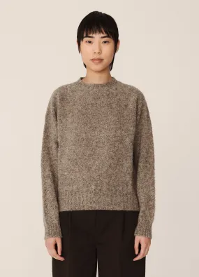 Jets Lambswool Crewneck  - Light Brown Marl