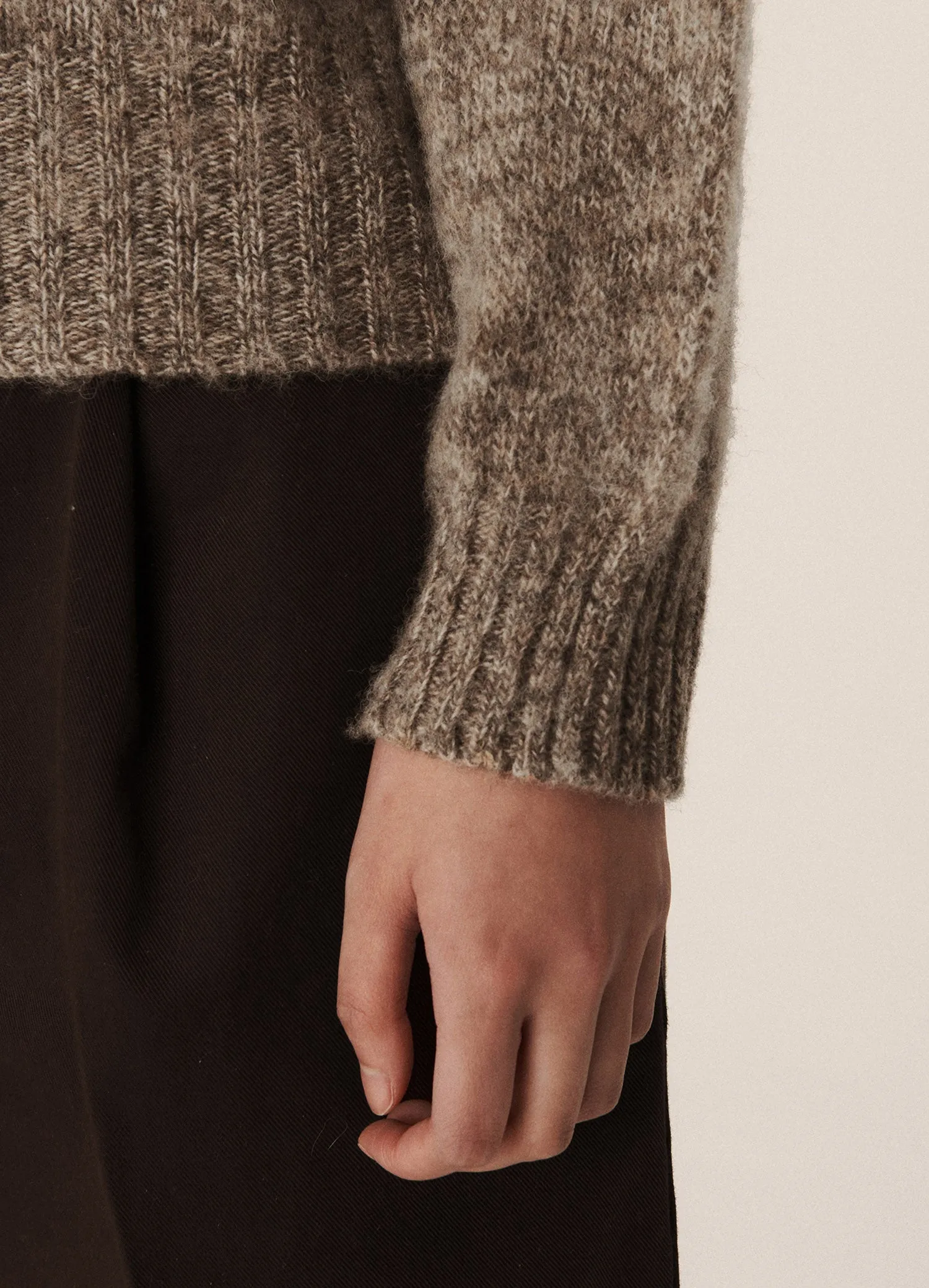 Jets Lambswool Crewneck  - Light Brown Marl