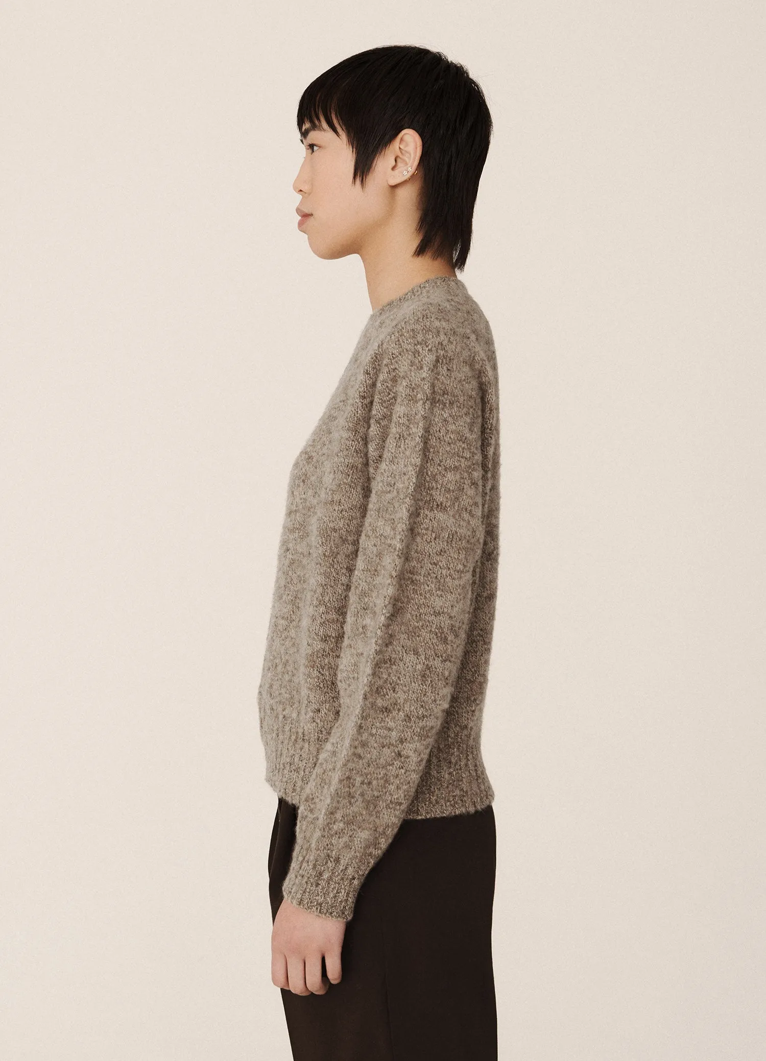 Jets Lambswool Crewneck  - Light Brown Marl