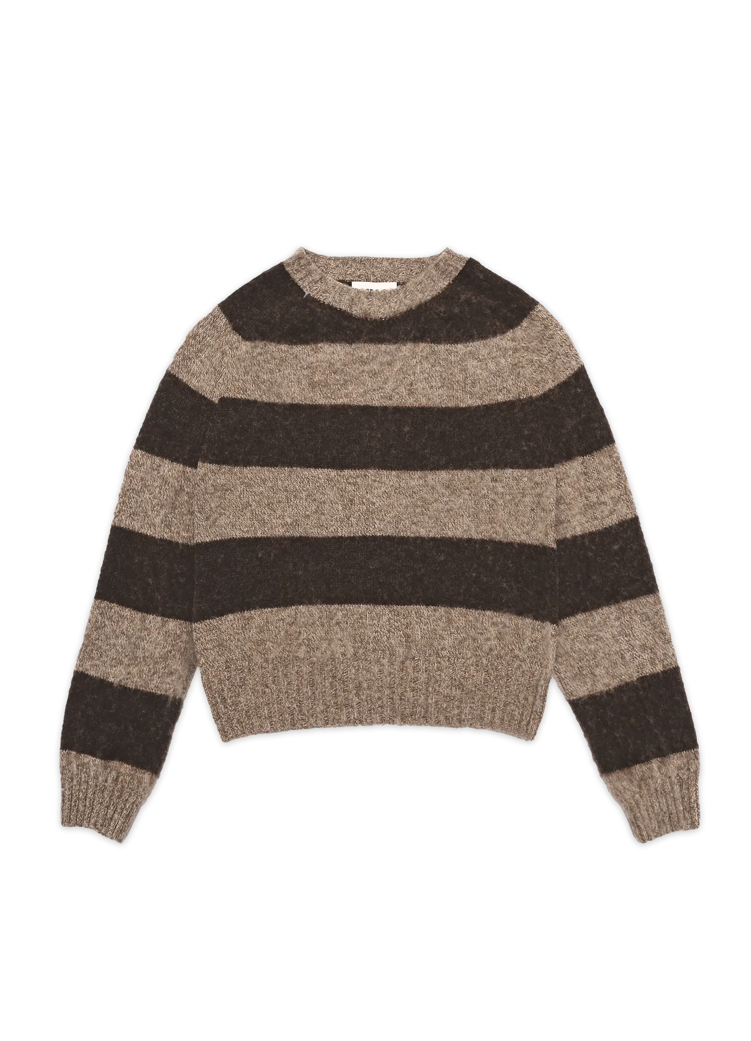 Jets Stripe Lambswool Crewneck - Brown/Light Brown
