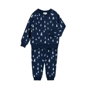 Jogger Set - Snowy Pine Print on Dress Blue by miles the label. - FINAL SALE
