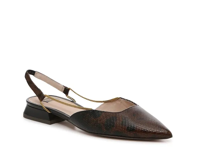 Louise Et Cie CAPELLA Chain Jewelry Detail Pointed-Toe Ankle Strap Mules DARK BREW MULTI