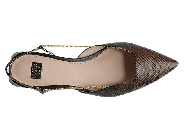 Louise Et Cie CAPELLA Chain Jewelry Detail Pointed-Toe Ankle Strap Mules DARK BREW MULTI