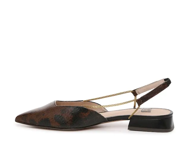 Louise Et Cie CAPELLA Chain Jewelry Detail Pointed-Toe Ankle Strap Mules DARK BREW MULTI