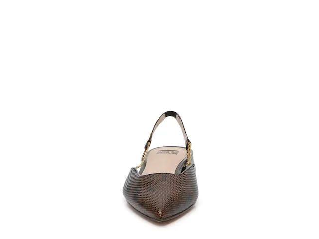 Louise Et Cie CAPELLA Chain Jewelry Detail Pointed-Toe Ankle Strap Mules DARK BREW MULTI