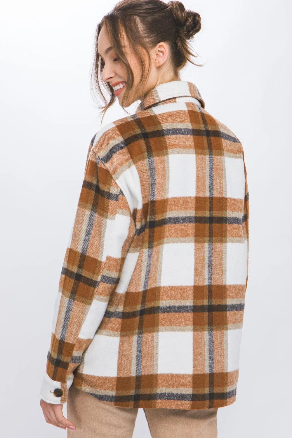 Love Tree Shacket USA Stock Plaid Button Up Long Sleeve Outwear