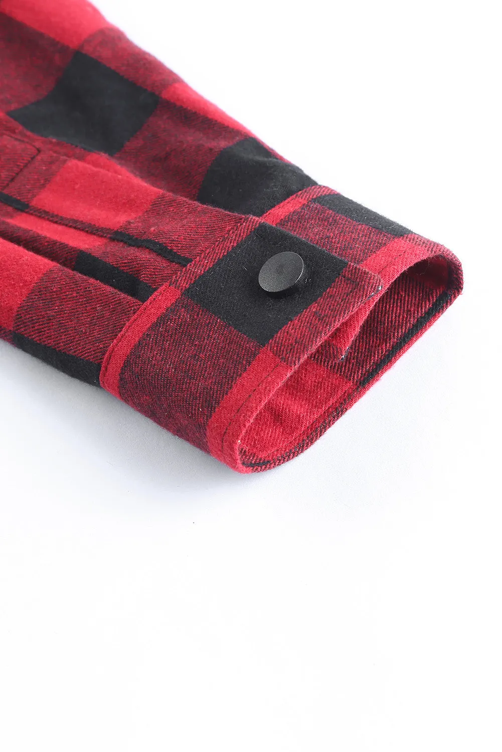Mens Plaid Printed Drawstring Hooded Shacket