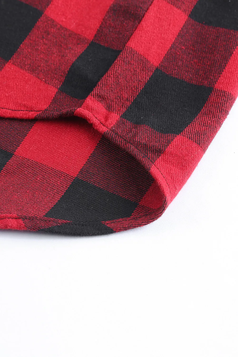 Mens Plaid Printed Drawstring Hooded Shacket