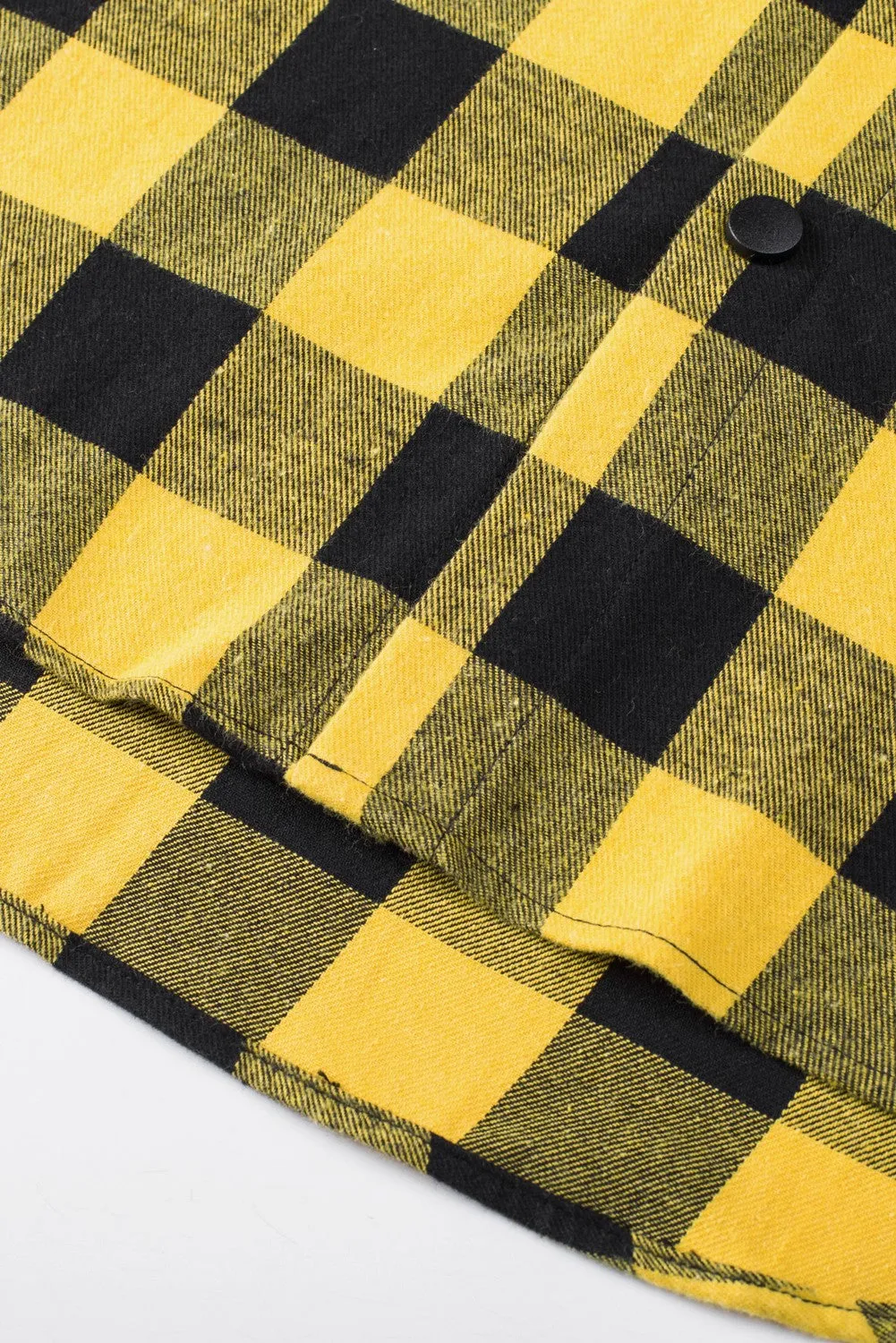 Mens Plaid Printed Drawstring Hooded Shacket