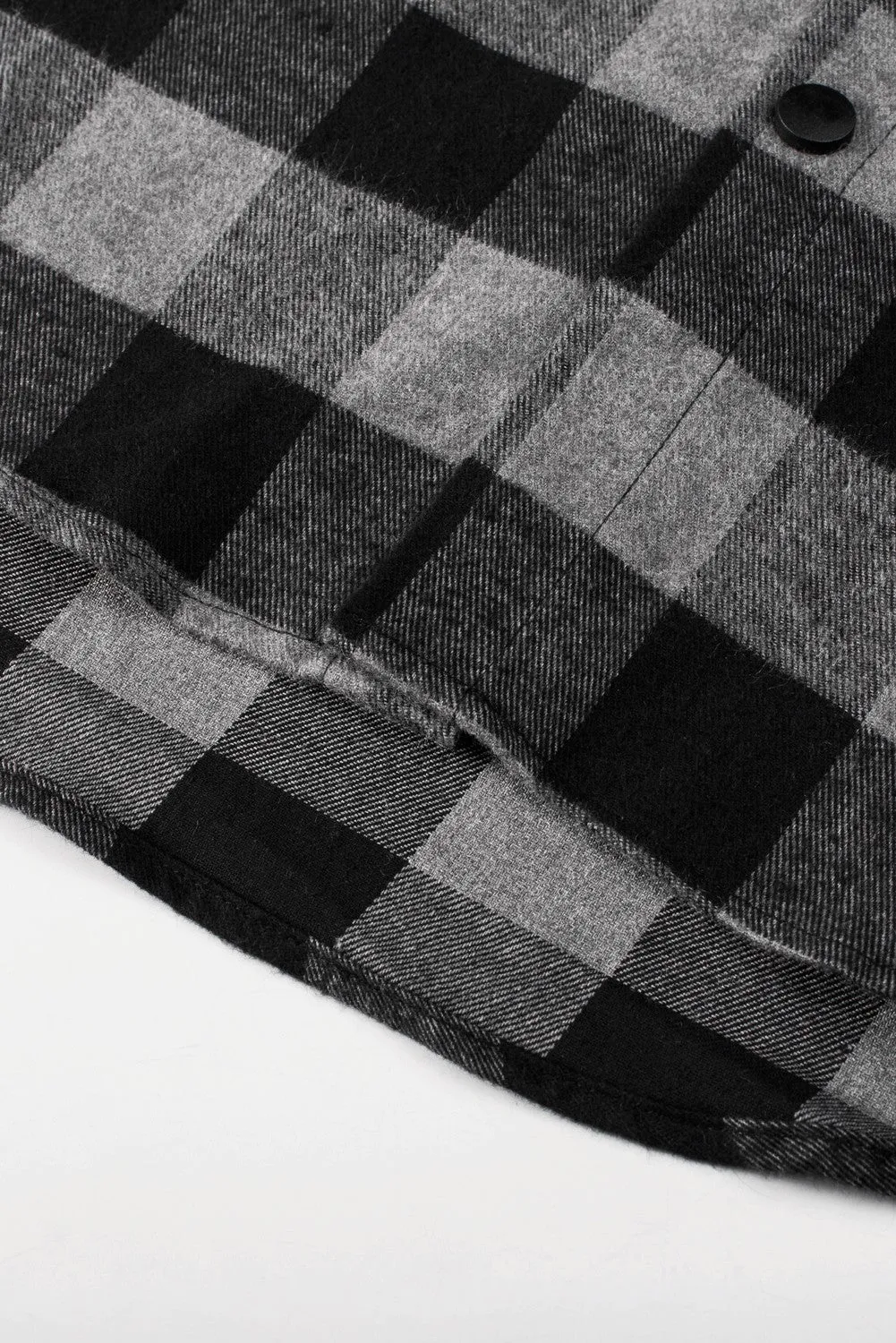 Mens Plaid Printed Drawstring Hooded Shacket