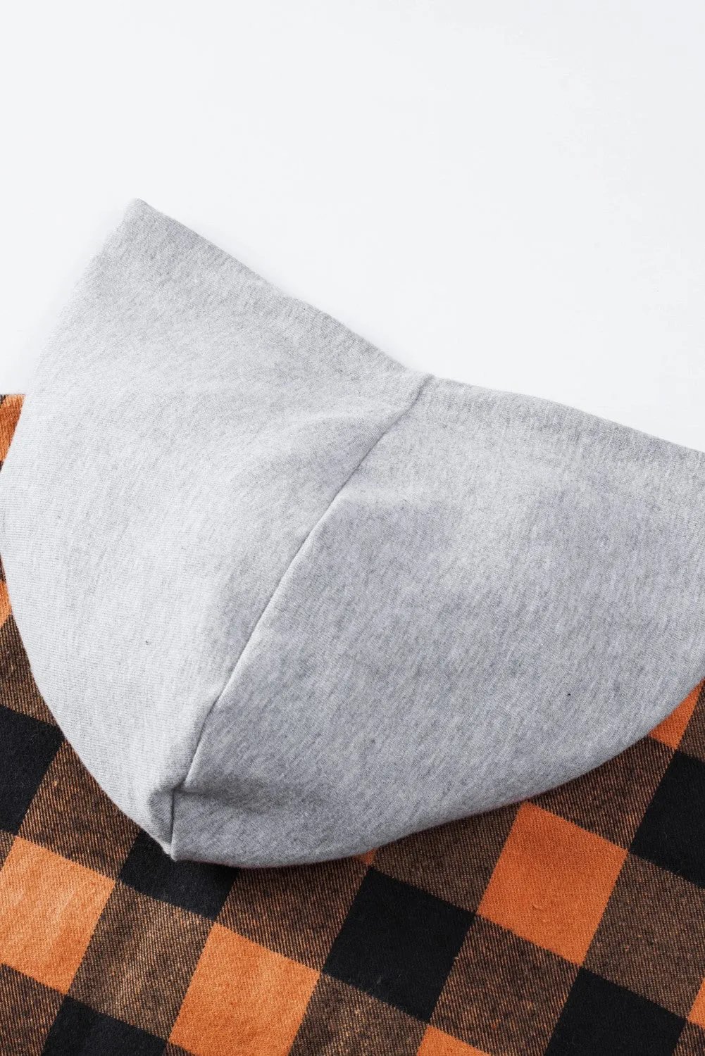 Mens Plaid Printed Drawstring Hooded Shacket